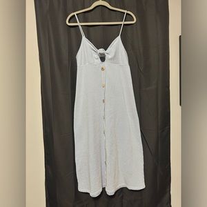 Zara Pinstripes Blue and White Knotted Midi Dress Sz Small